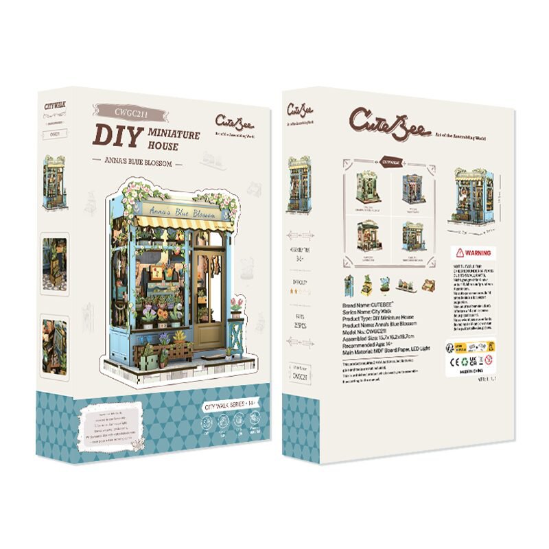 Cutebee, 3D Diy Huisje, Anna's Blue Blossom, Cwgc211, 15,7X16,2X19,7Cm