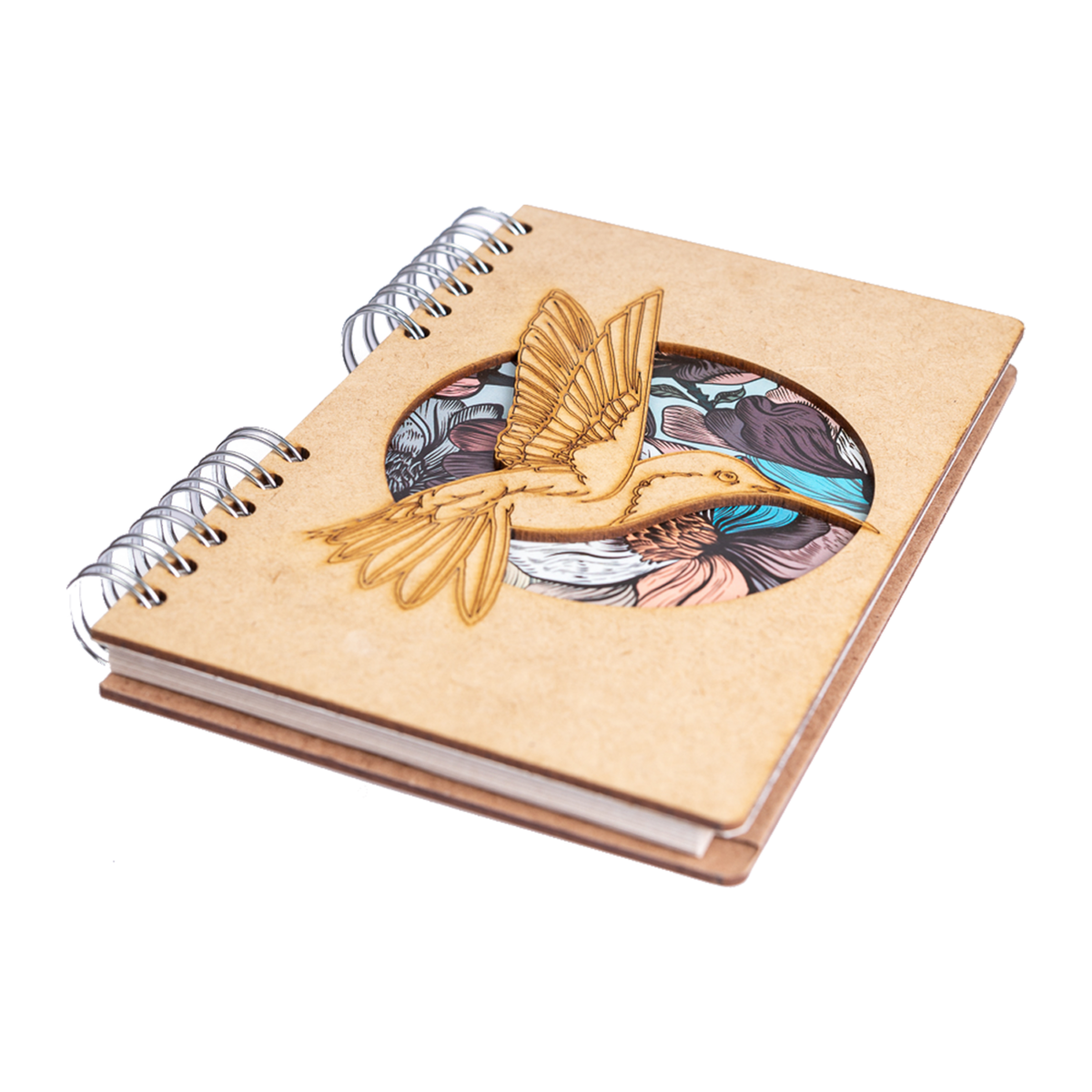Duurzaam Houten Notitieboek – Komoni – Kolibri Bloem – Hummingbird Flower – Gerecycled Papier – Kolib6B