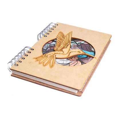 Duurzaam Houten Notitieboek – Komoni – Kolibri Bloem – Hummingbird Flower – Gerecycled Papier – Kolib6B