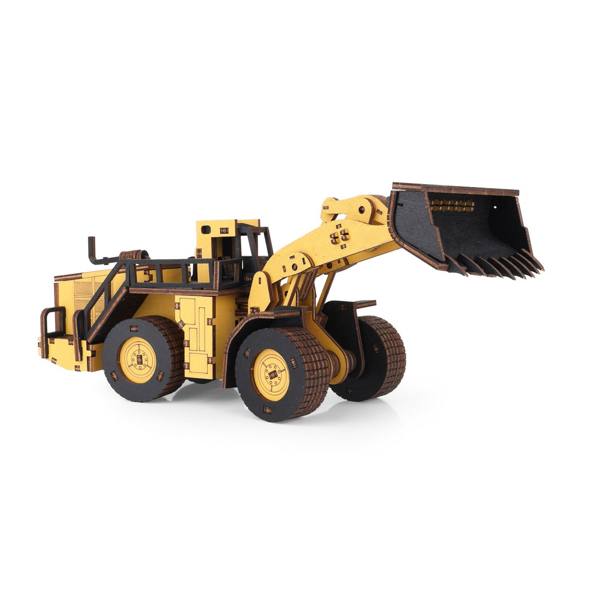 Eco Wood Art (Ewa) 3D Mechanische Houten Puzzel, Loader Belaz 78250, 4134, Kleur Geel, 32,1X10,3X11,6 Cm