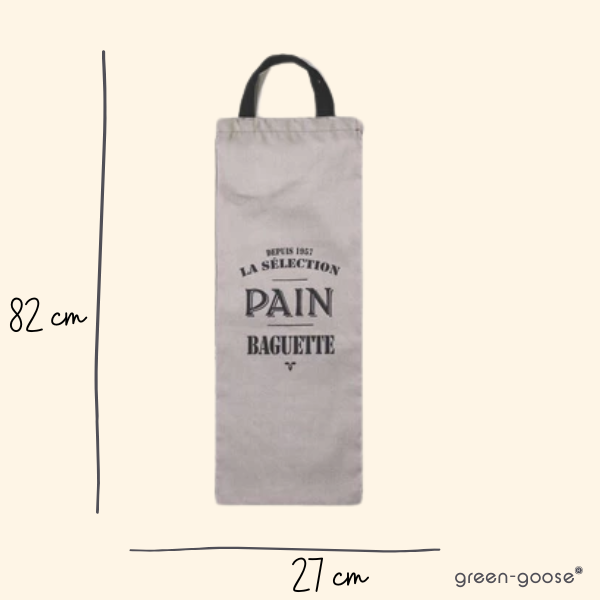 Green-Goose Katoenen Broodzak Xxl - 27X70 Cm - Wit/Zwart