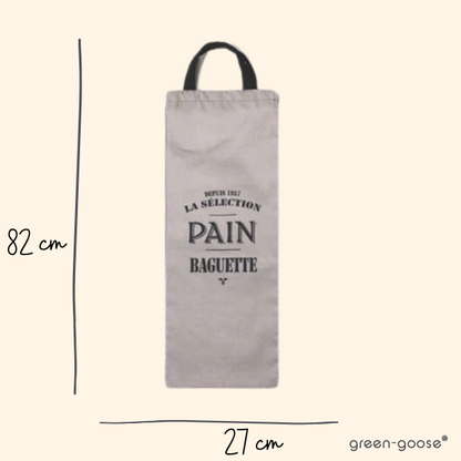 Green-Goose Katoenen Broodzak Xxl - 27X70 Cm - Wit/Zwart