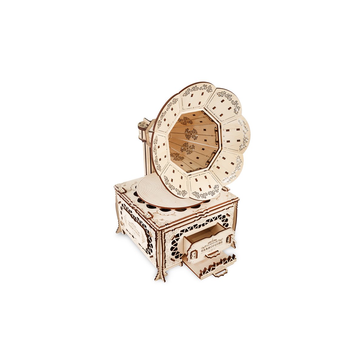 Eco Wood Art (Ewa) 3D Mechanische Puzzel Grammofoon 907 40,7X27,4X31,2Cm