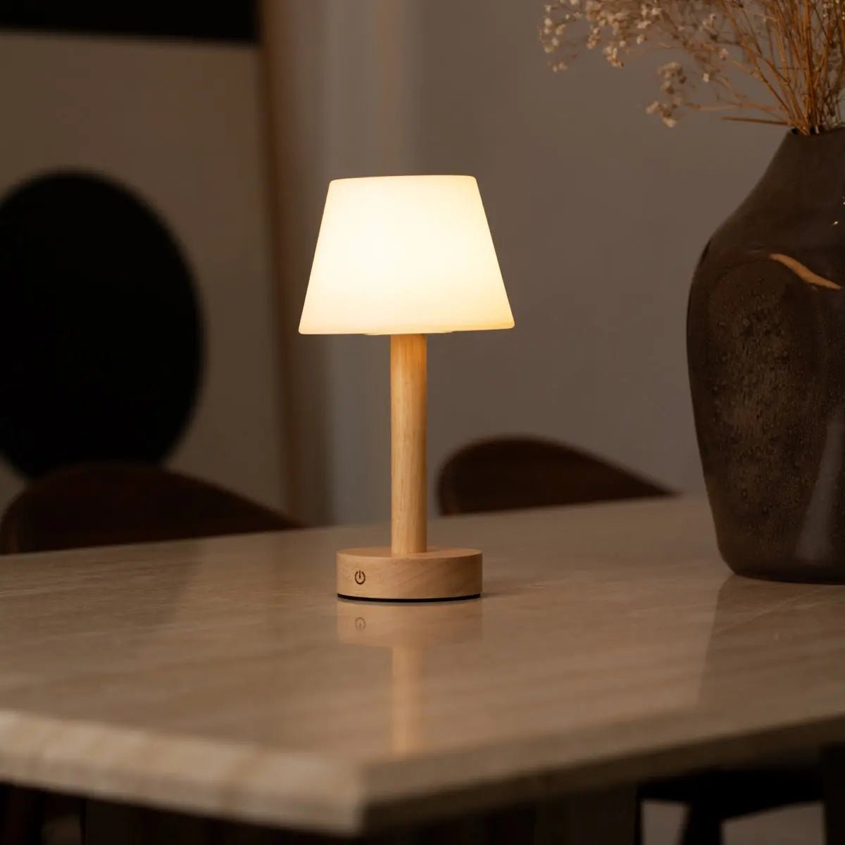 Zoë Lichtbruine Houten Oplaadbare Tafellamp