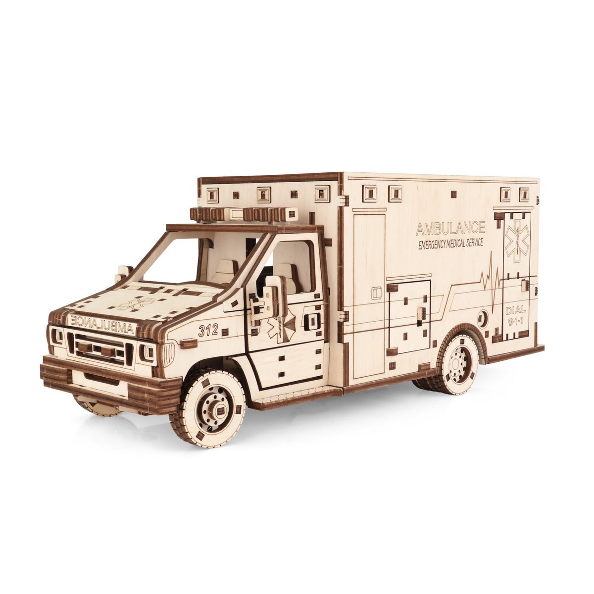 Eco Wood Art (Ewa) Diy 3D Mechanical Model Ambulance, 4011, 29,5X12,9X12,4Cm