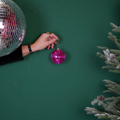 Kerstdecoratie - Kersthanger - Discobal - Foam - Roze - 8X8X8Cm