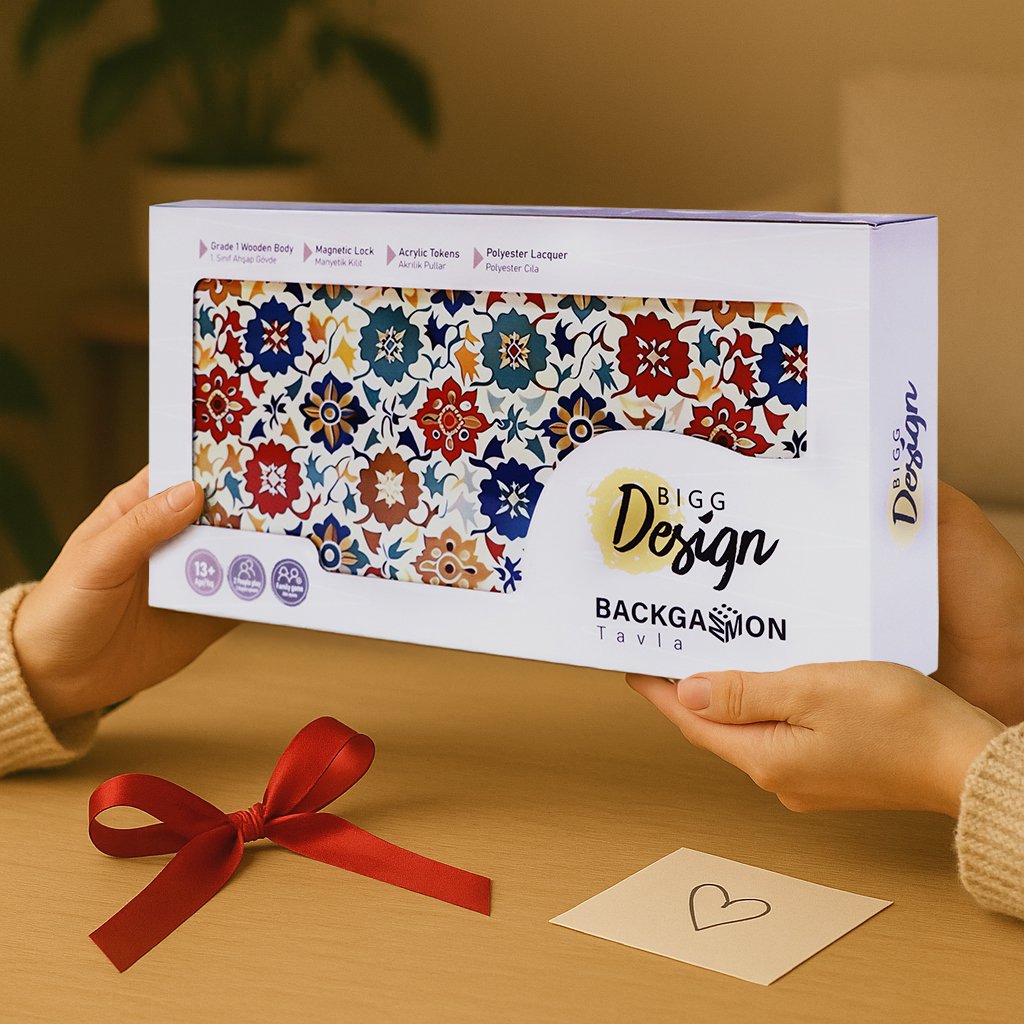 Biggdesign Bloom Backgammon-Set, Magnetische Sluiting, Krasbestendig Oppervlak