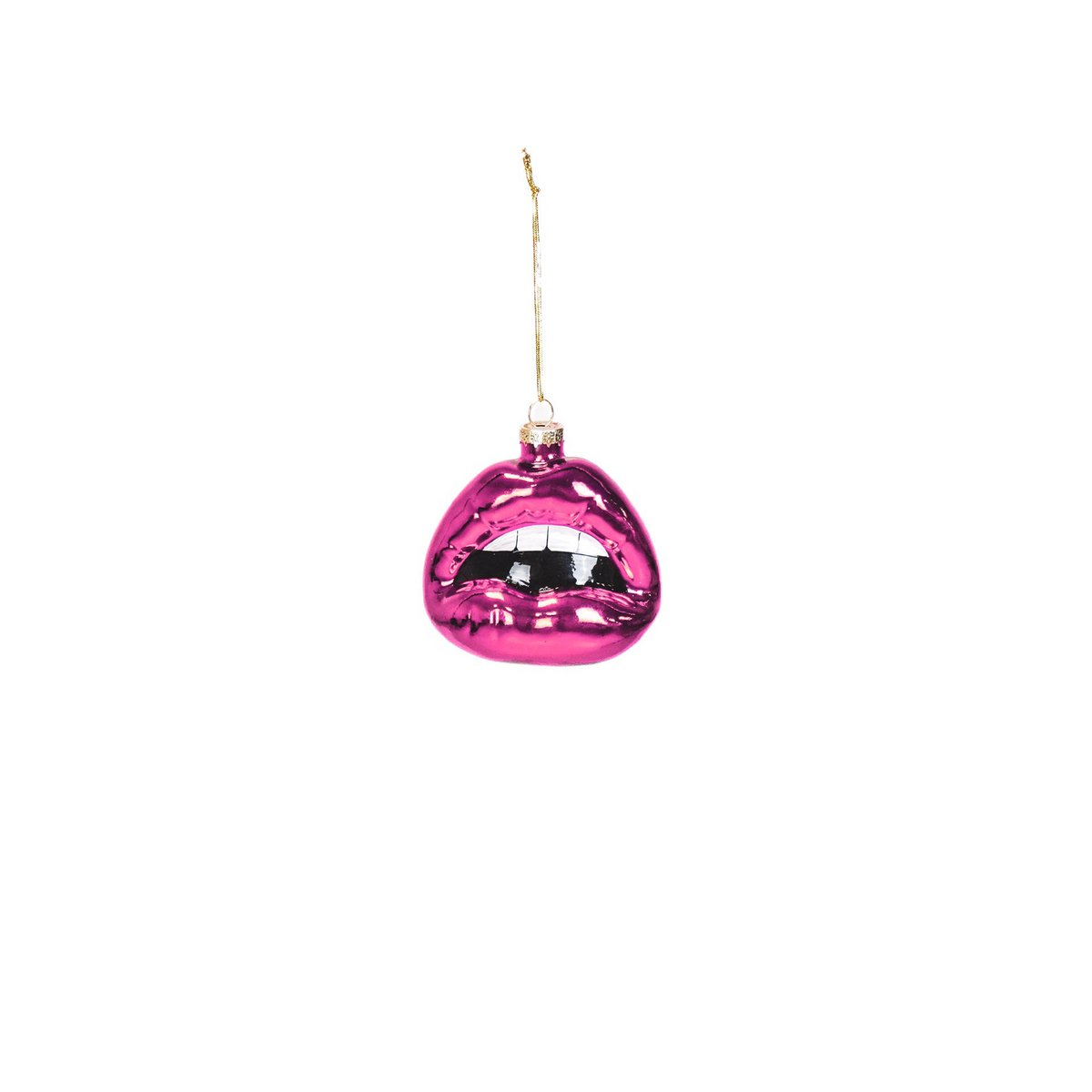 Ornament - Kersthanger - Lip - Glas - Roze - 8,5X3,5X8,5Cm