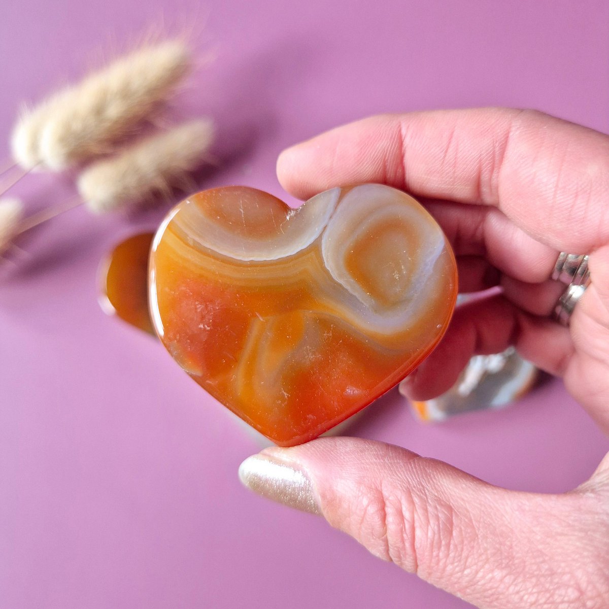 Edelsteen Carneool / Fire Agate Hart (Ca. 5 Cm)