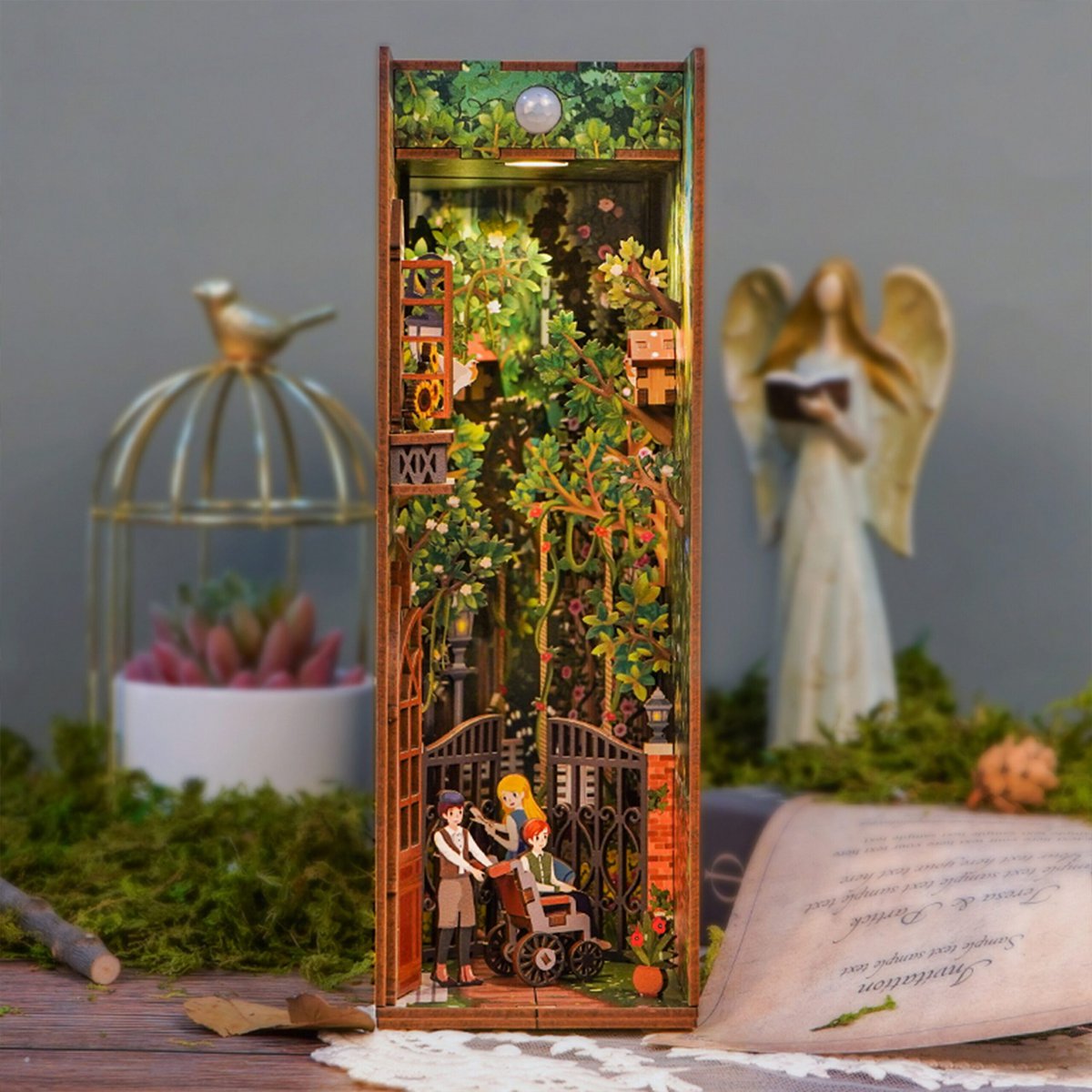 Tonecheer, Diy Book Nook, The Secret Garden Bookend, Tq122, 18,2X8X24,5Cm