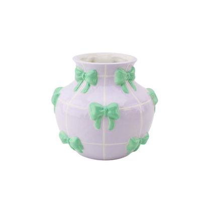 Vaas - Bloemvaaslinten - Lila/Mint - 14,5X14,5X13Cm