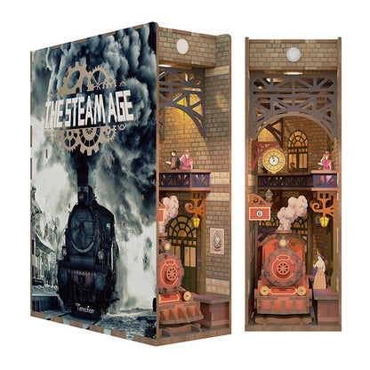 Tonecheer, Diy Book Nook, Trein/Train, The Steam Age Bookend, Tq125, 18X8X24,5Cm