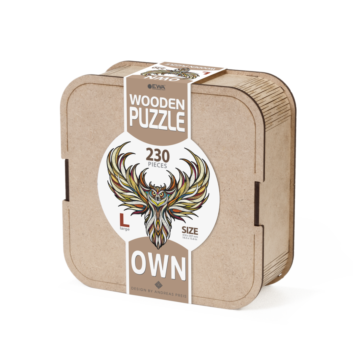 Eco Wood Art (Ewa) Houten Legpuzzel Uil/ Owl, Size L, 2215, 34,8X41,8X0,5Cm