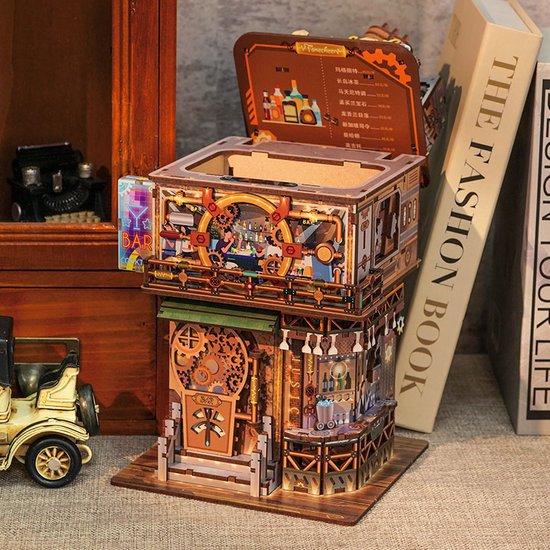 Tonecheer, Diy 3D Houten Puzzel Desk Bin, Punk Bar, Tq183,15X14X25Cm