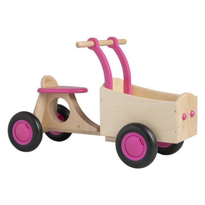 Van Dijk Toys Houten Kinder Loop Bakfiets Vanaf 1 Jaar - Roze (Kinderopvang Kwaliteit)