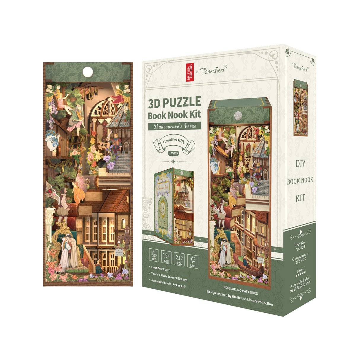 Tonecheer, Diy Book Nook, Shakespear's Verse Inclusief Dust-Cover, Tq129, 18X9,8X24,5Cm