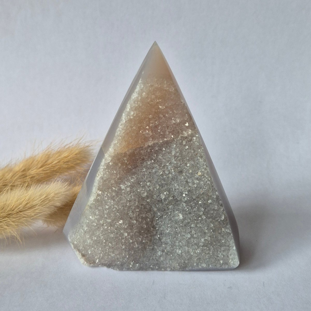 Druzy Grijze Agaat Diamant Staande Edelsteen Kristal - #38 238G