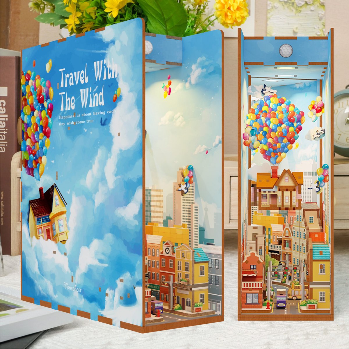 Tonecheer, Diy Book Nook, Travel With The Wind Bookend, Tq126, 18,2X8X24,5Cm
