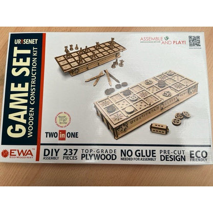 Eco Wood Art (Ewa) 2 In 1 Bordspel, Senet En Ur, 1355, 34,5X14X6Cm