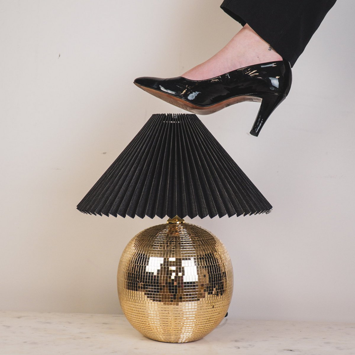 Lamp - Tak Lamp Disco Ball - Glas -Gold - 20X20X20Cm