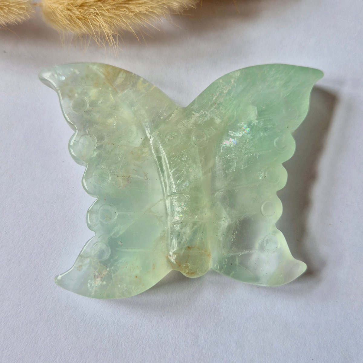 Fluoriet Vlinder Carving – 10 Cm Edelsteen #22