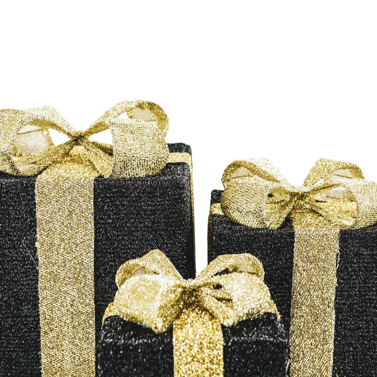 Led Xmas Gift - S3 - Polysenee - Zwart/Goud -15/20/25Cm