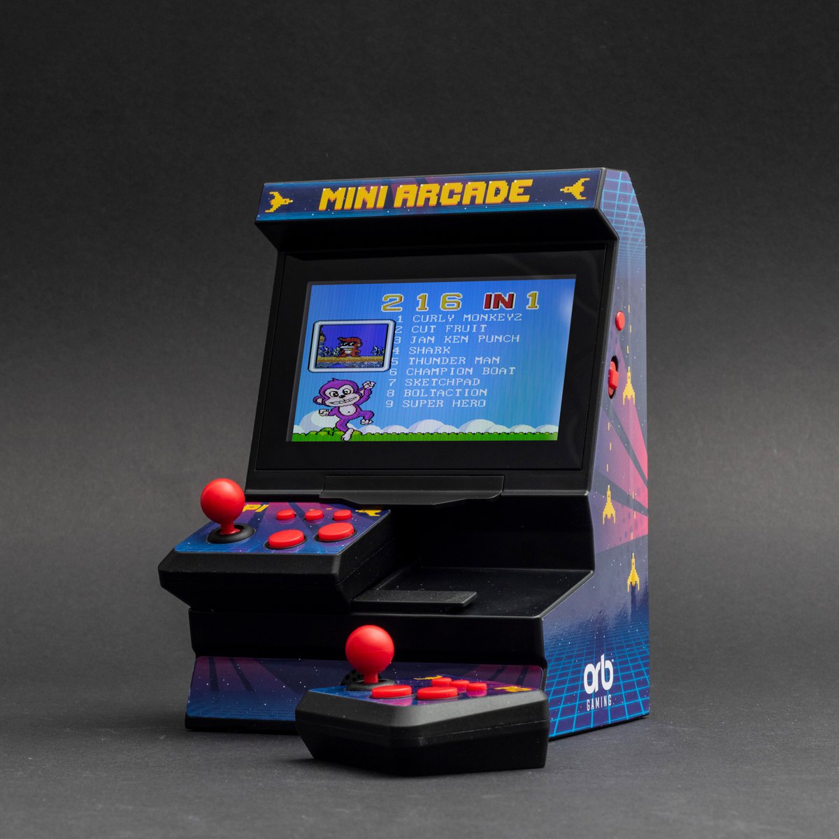 Orb - Mini Arcade Machine Met Dubbele Controller - Incl. 300X 8-Bit Games