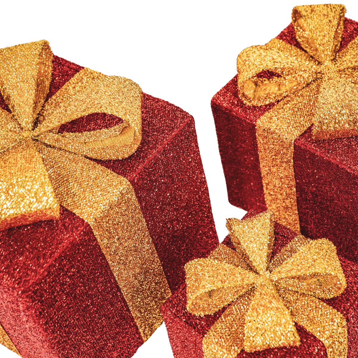 Led Xmas Gift - S3 - Polysenee - Rood/Gold -15/20/25Cm