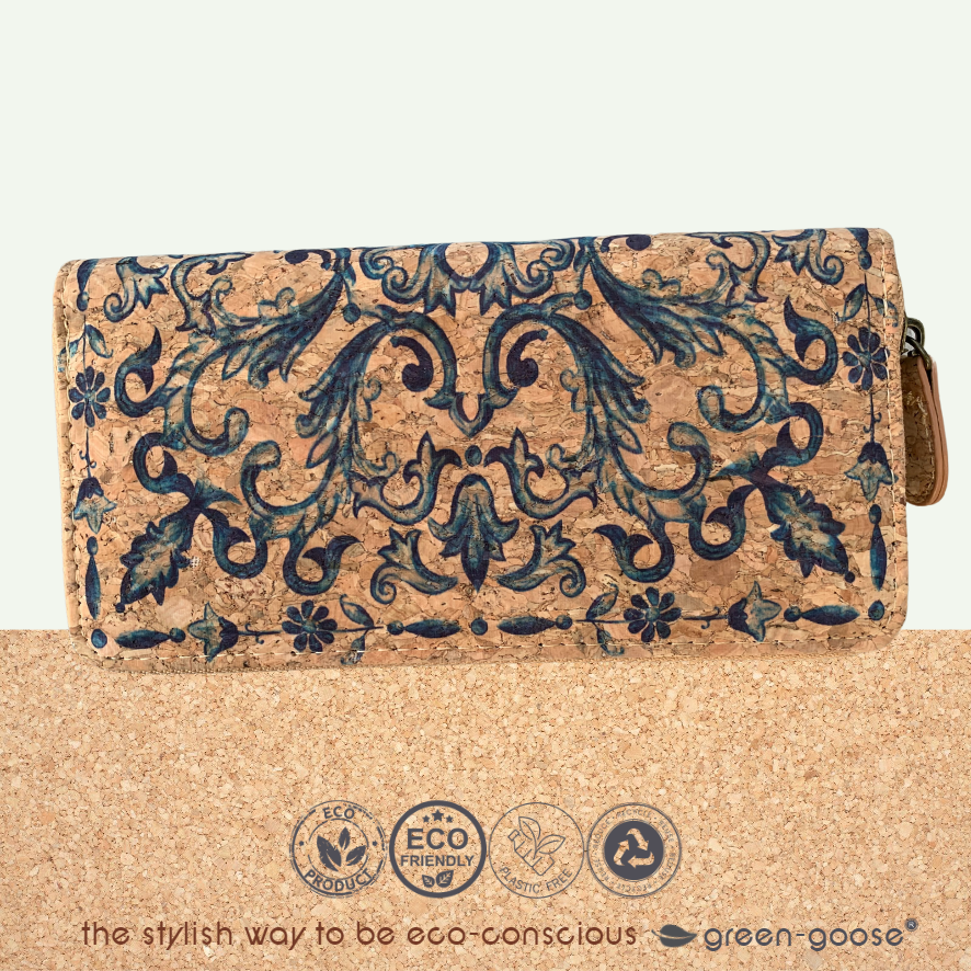 Green-Goose Kurk Dames Portemonnee - Delfts Blauw
