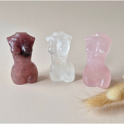 Edelsteen Vrouwenlichaam Buste (8 Cm) - Rozenkwarts