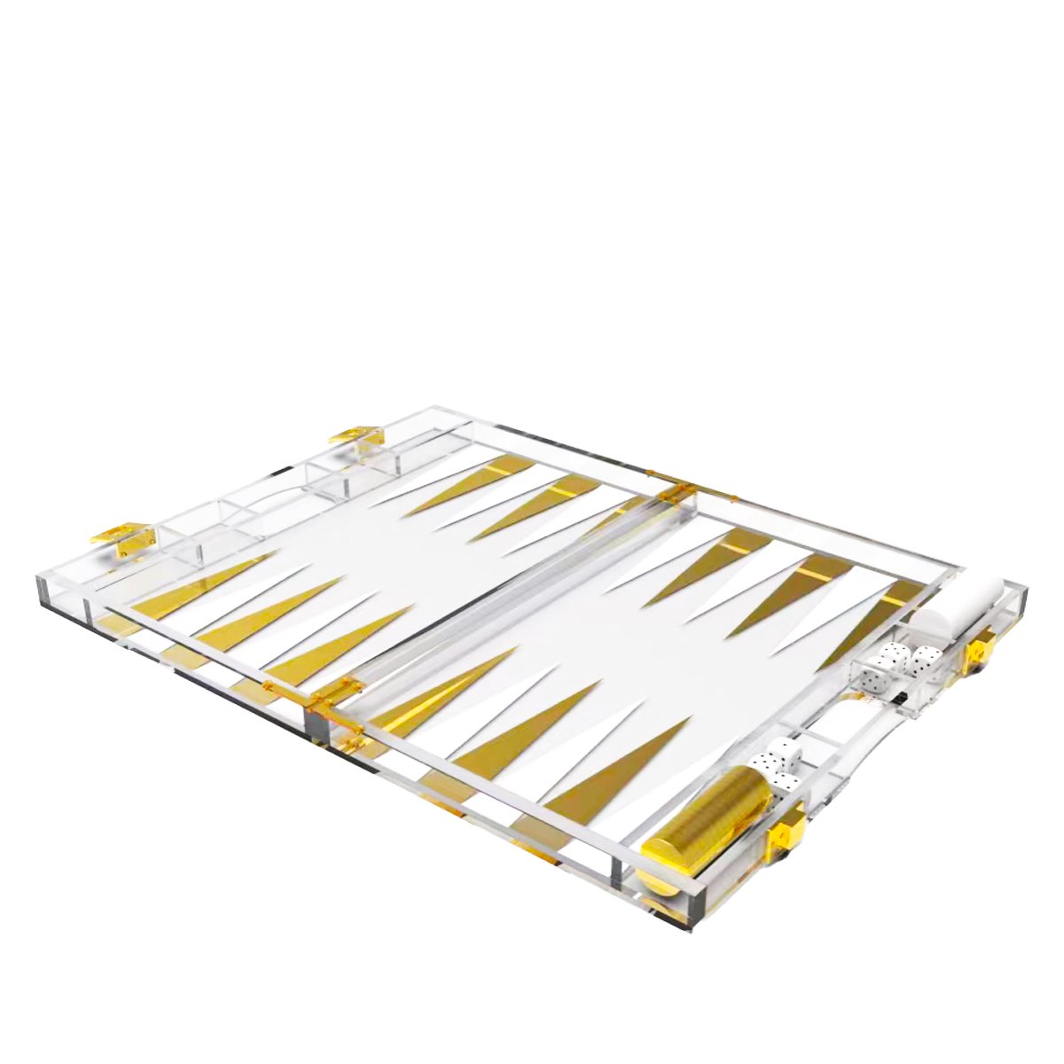 Backgammon -Spel In Wit En Gouden Acryl