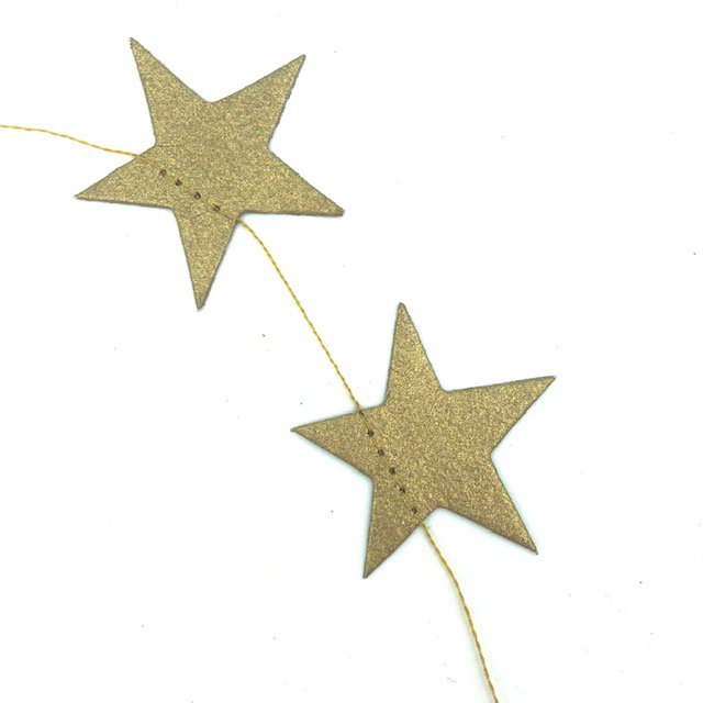Luna-Leena Wenskaartenset + Slinger Sterren Goud - Verticaal - L115Cm - Goud - Ecovriendelijk Papier - Handgemaakt In Nepal