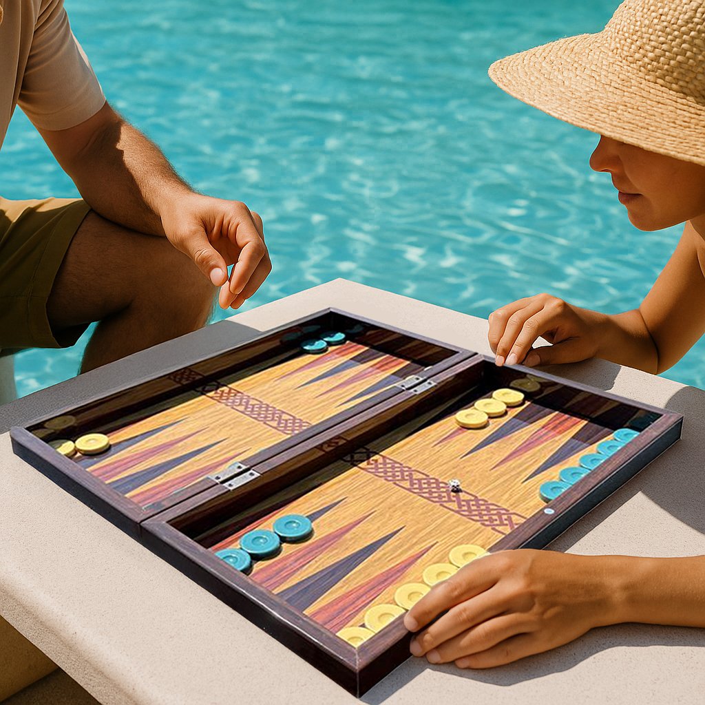 Biggdesign Bloom Backgammon-Set, Magnetische Sluiting, Krasbestendig Oppervlak