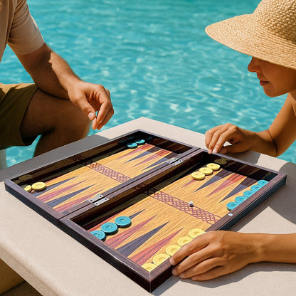 Biggdesign Bloom Backgammon-Set, Magnetische Sluiting, Krasbestendig Oppervlak