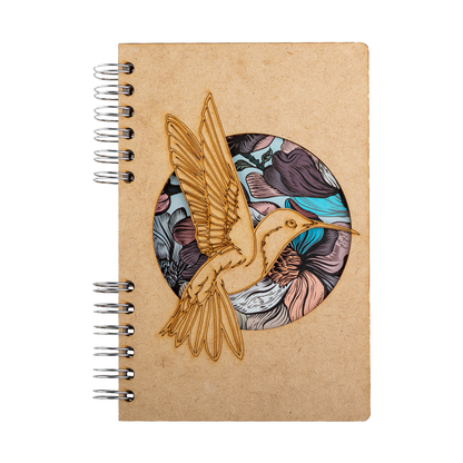 Duurzaam Houten Notitieboek – Komoni – Kolibri Bloem – Hummingbird Flower – Gerecycled Papier – Kolib6B