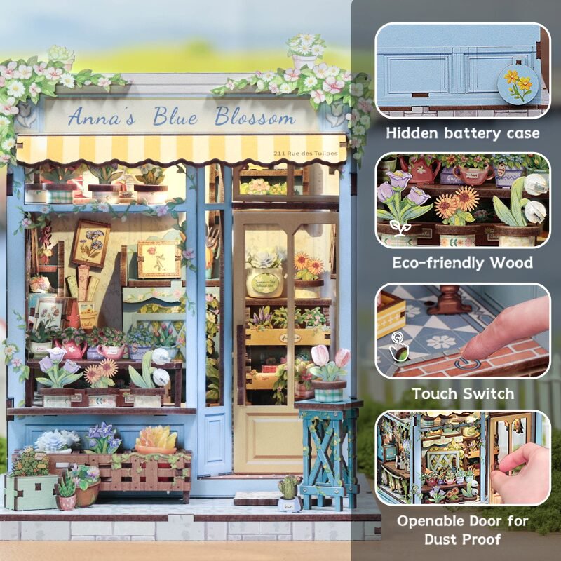 Cutebee, 3D Diy Huisje, Anna's Blue Blossom, Cwgc211, 15,7X16,2X19,7Cm