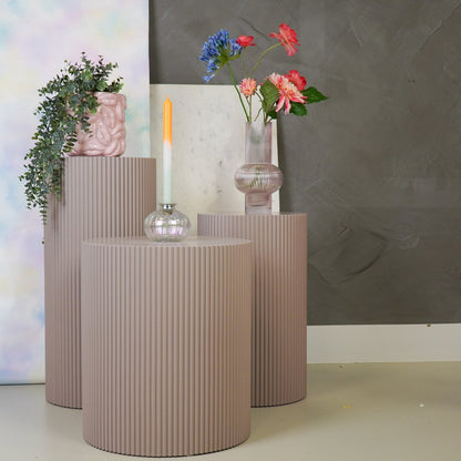 Bijzettafel / Zuil- Cilinder - Mdf - Taupe - 30X65Cm