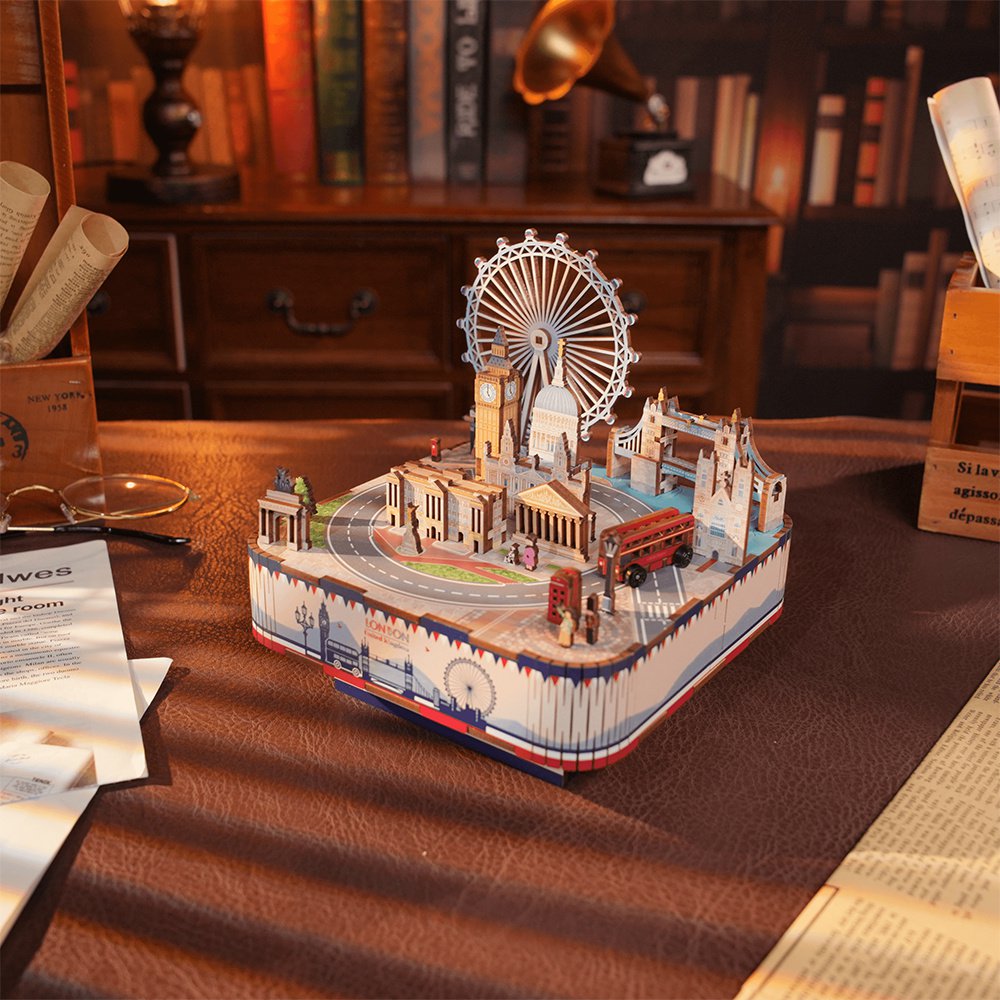 Tonecheer, Muziekdoosje, Diy 3D Houten Puzzel, London, Tq066, 14X14X14,5Cm