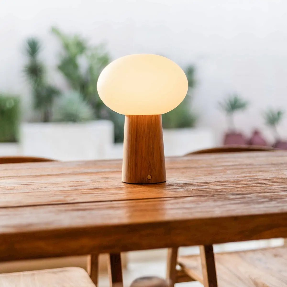 Max Lichtbruine Houten Oplaadbare Tafellamp
