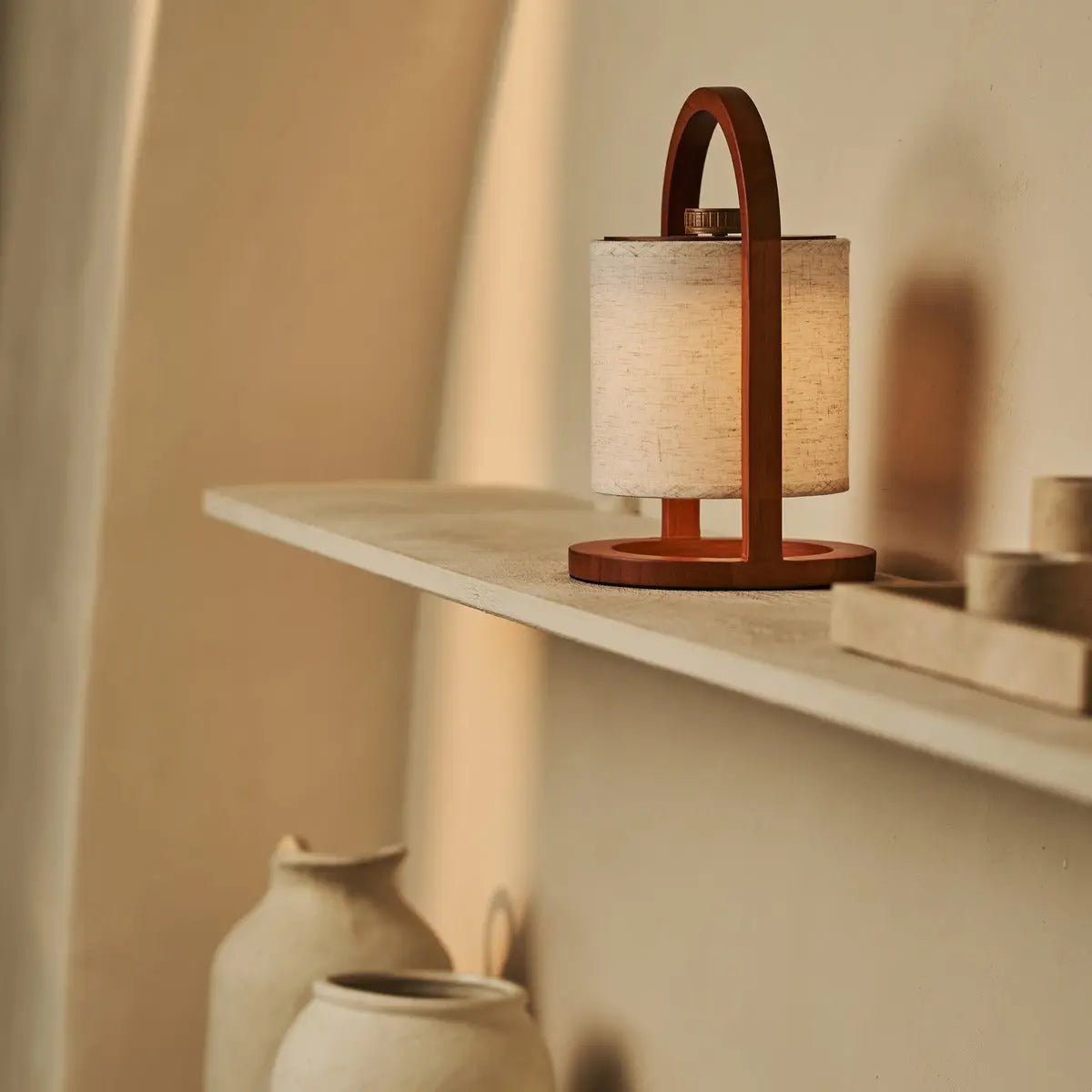 Rivierkastanjebruine Houten Oplaadbare Lamp