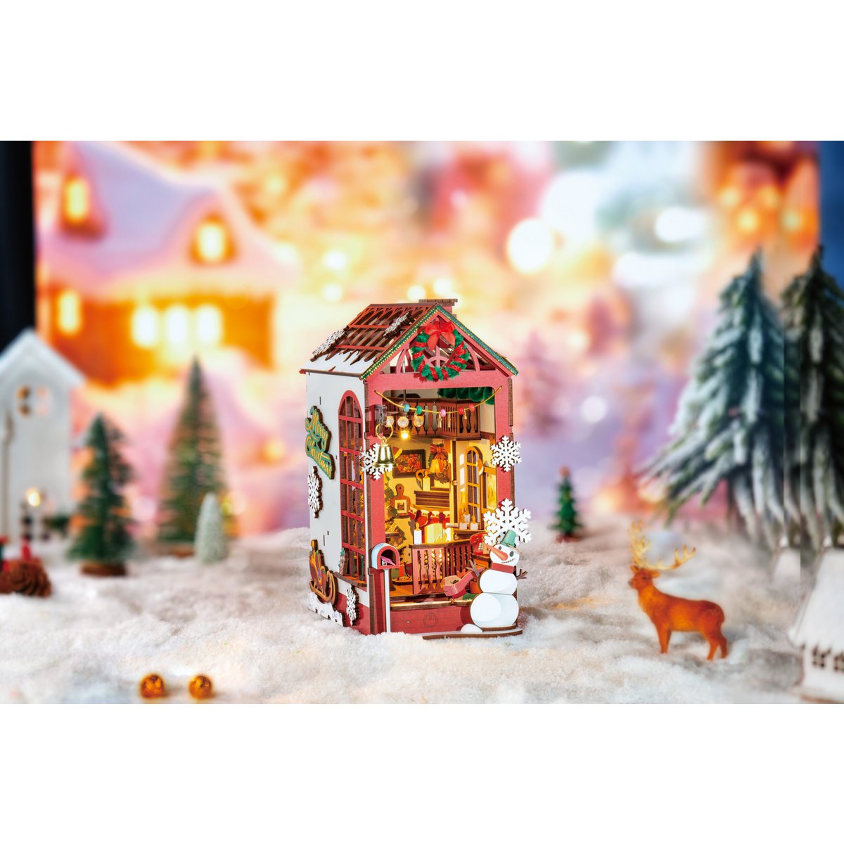 Robotime, Diy Book Nook Boekensteun Christmas Indoor Scene, Tgc07, 21,8X13,6X24,7 Cm