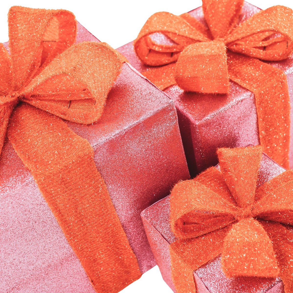 Led Xmas Gift - S3 - Polysenee - Pink/Orange -15/20/25Cm