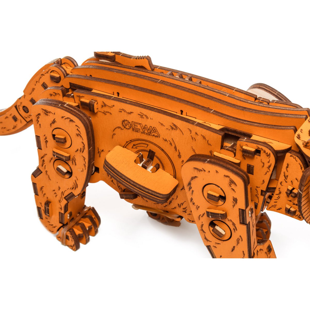 Eco Wood Art (Ewa) Diy 3D Mechanische Houten Puzzel, Kitten Ginger, 3847, 35,1X8,4X14,5
