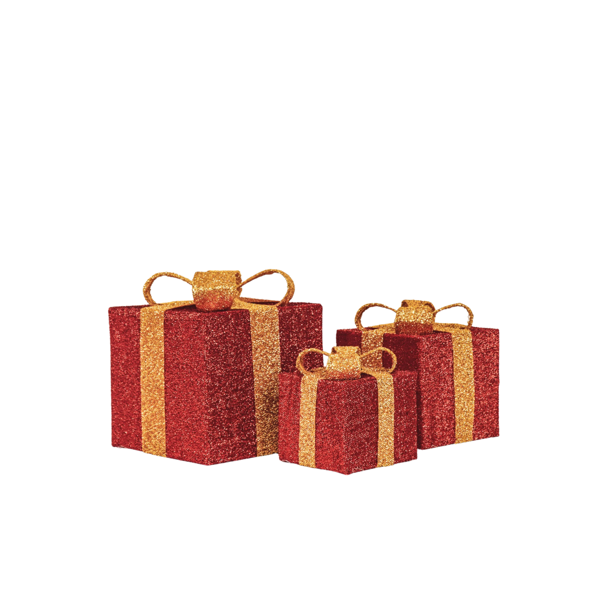 Led Xmas Gift - S3 - Polysenee - Rood/Gold -15/20/25Cm
