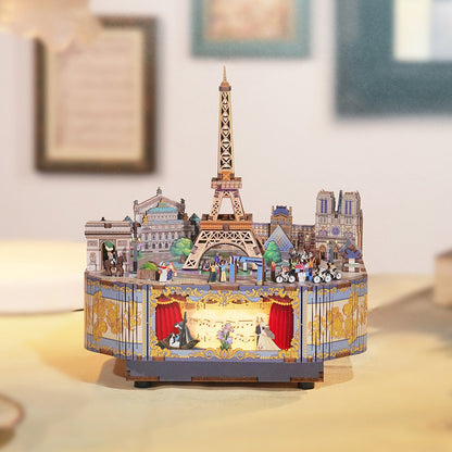 Tonecheer, Muziekdoosje, Diy 3D Houten Puzzel, Romantic Paris, Tq036, 16X14X17,7Cm