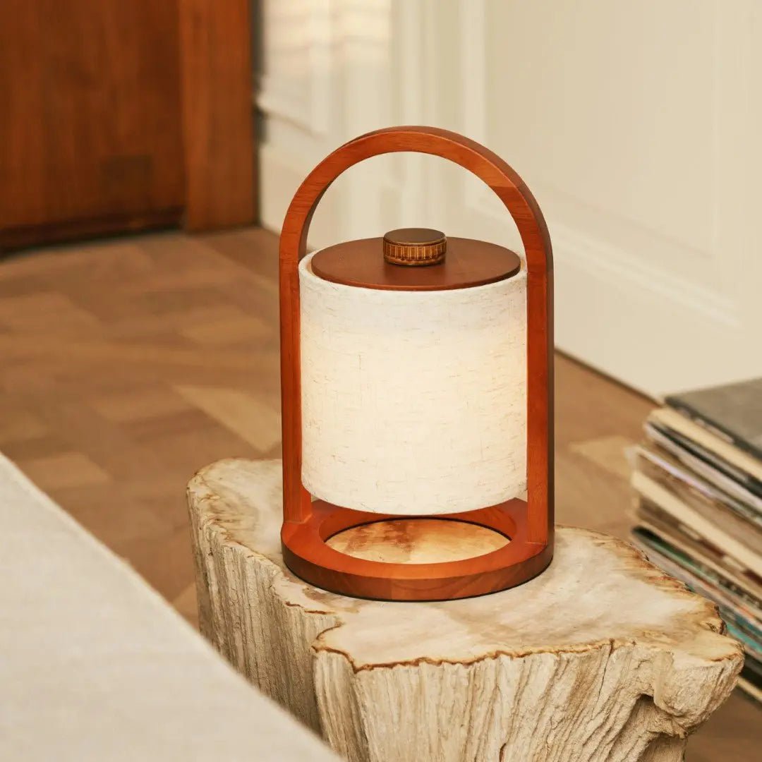 Rivierkastanjebruine Houten Oplaadbare Lamp