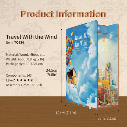 Tonecheer, Diy Book Nook, Travel With The Wind Bookend, Tq126, 18,2X8X24,5Cm