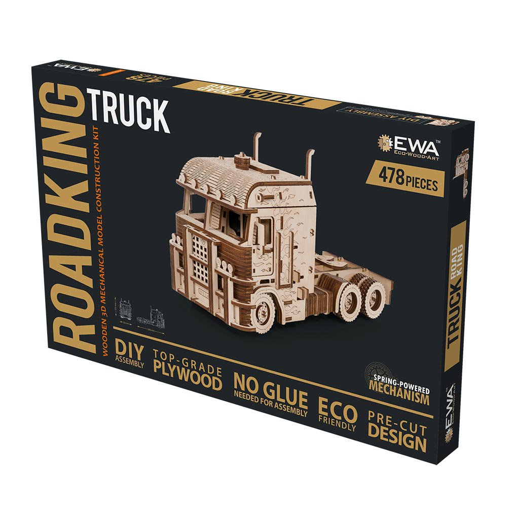 Eco Wood Art, (Ewa) 3D Houten Puzzel Truck Road King, 3236, 29,3×13,2×17,5Cm