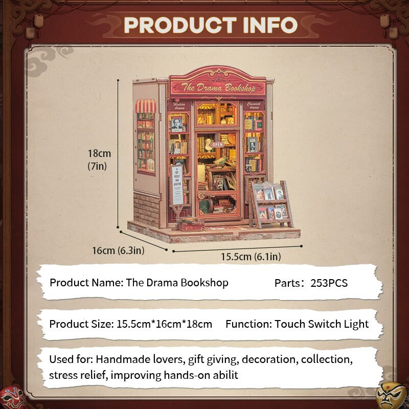 Cutebee, 3D Diy Huisje, The Drama Bookshop, Cwgc206,15,5X16X18Cm
