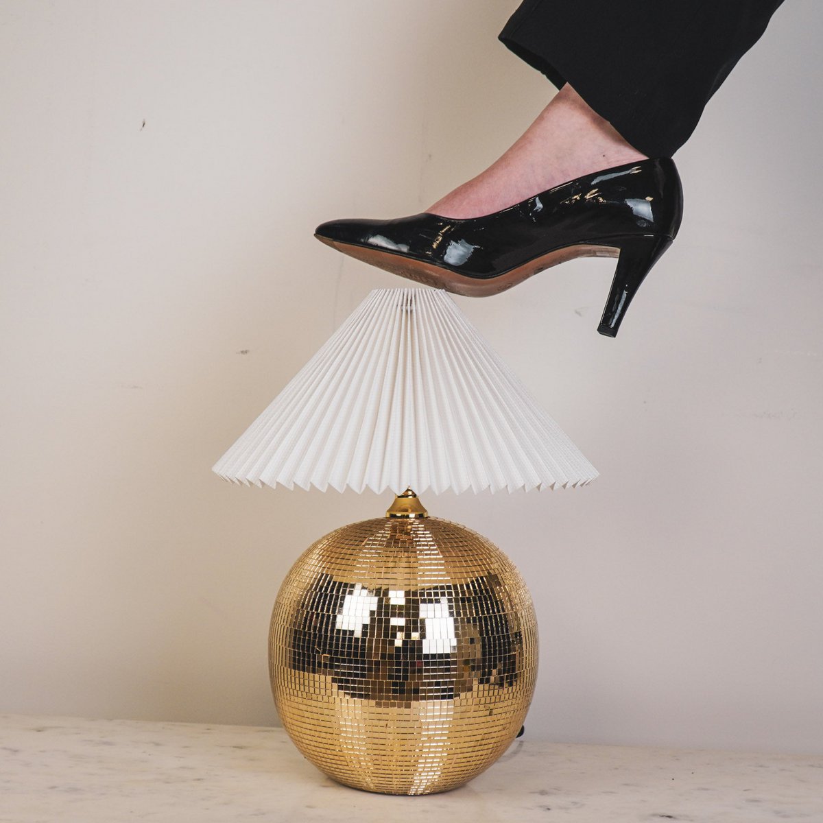 Lamp - Tak Lamp Disco Ball - Glas -Gold - 20X20X20Cm